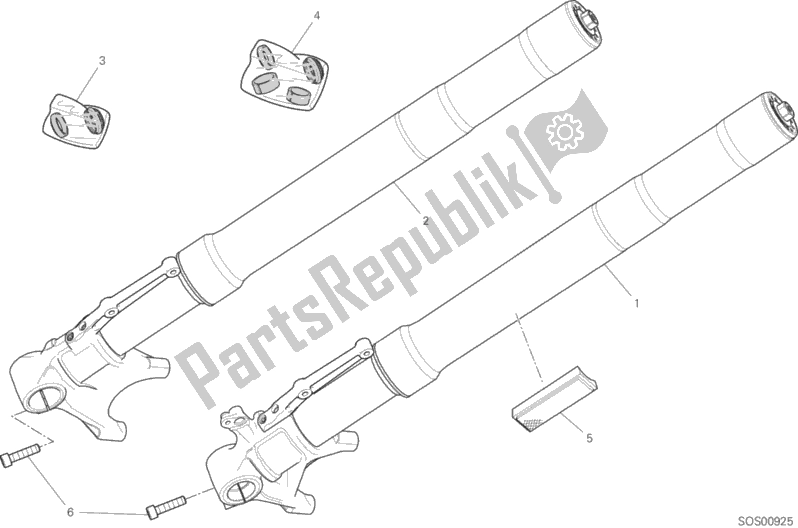 All parts for the Front Fork of the Ducati Supersport S Thailand 950 2017